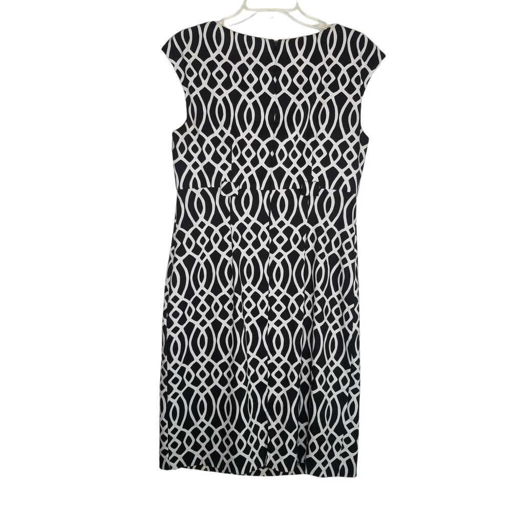 ❤️2/$12 Connected Apparel Women's Dress Black White Geometric Print Size 12 - Picture 3 of 9